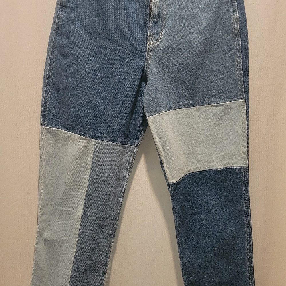 Hollister Blue Relaxed Jeans with Modern Patchwork Design